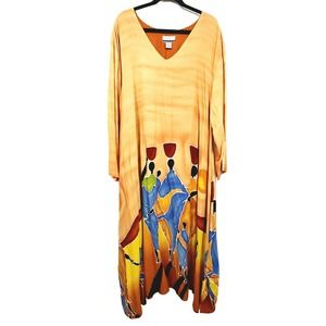 Prina Woman One Size Vintage 90s Village Afro-Centric Plus Size Maxi Dress